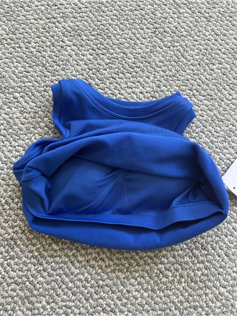 Pro:Fit Medium Ribbed Racerback Royal Cerulean Blue Cropped Tank Sports Bra - Picture 7 of 7